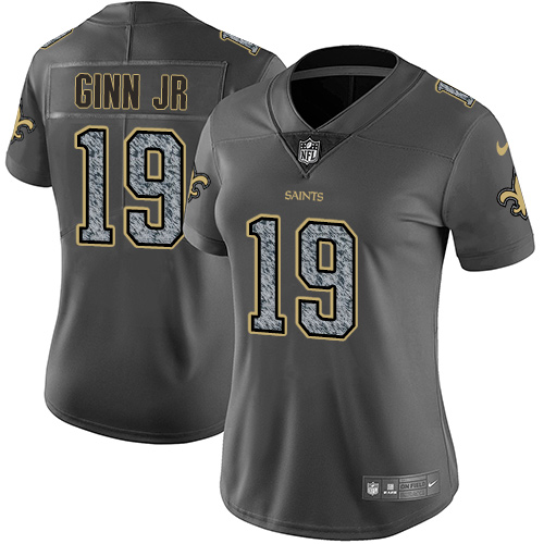 Nike Saints #19 Ted Ginn Jr Gray Static Women's Stitched NFL Vapor Untouchable Limited Jersey